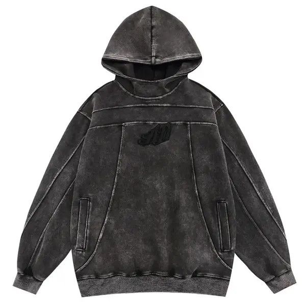 Vintage Washed Black Hoodie Sweatshirt