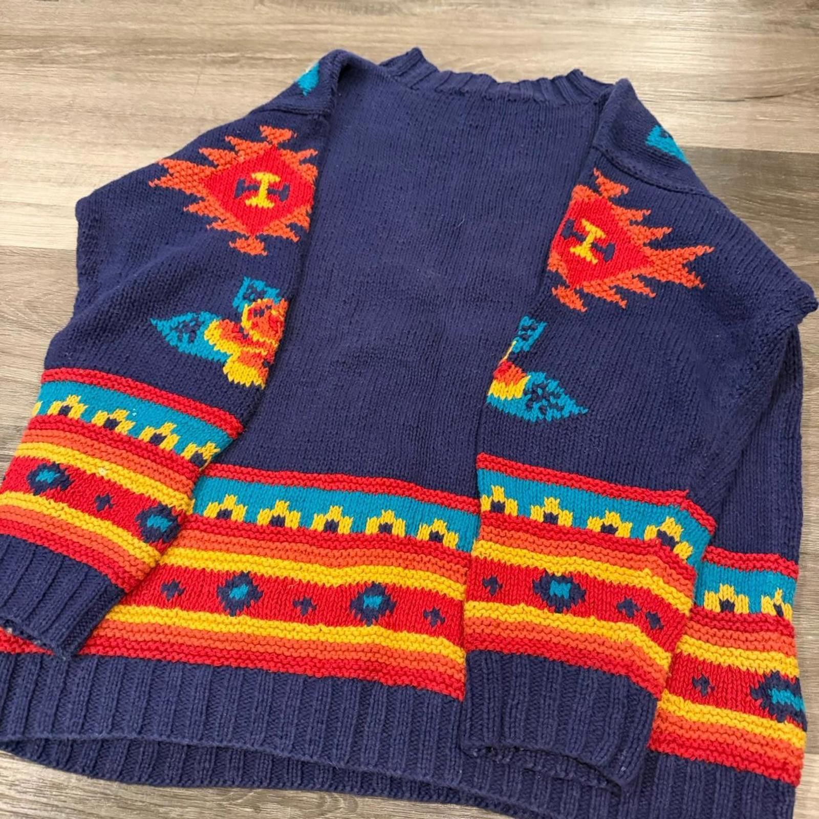 Other vintage Amanda braendel floral Aztec hand knit sweater L 90s Size US L / EU 52-54 / 3 - 6 Thumbnail