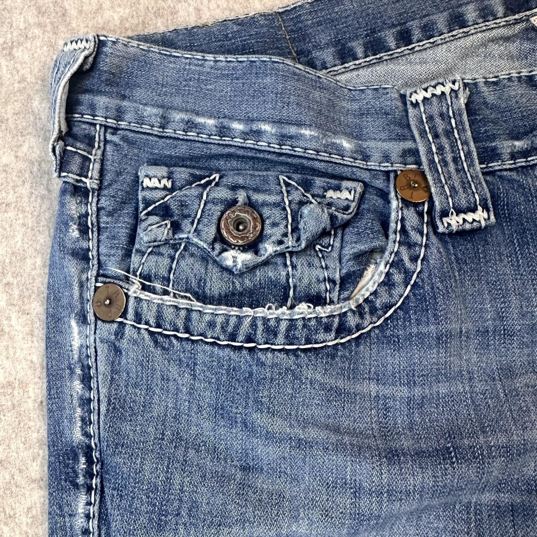 True Religion True Religion Jeans Mens 38x30 Ricky Big T Contrast Stitch Made USA Straight Leg Size US 38 / EU 54 - 4 Thumbnail