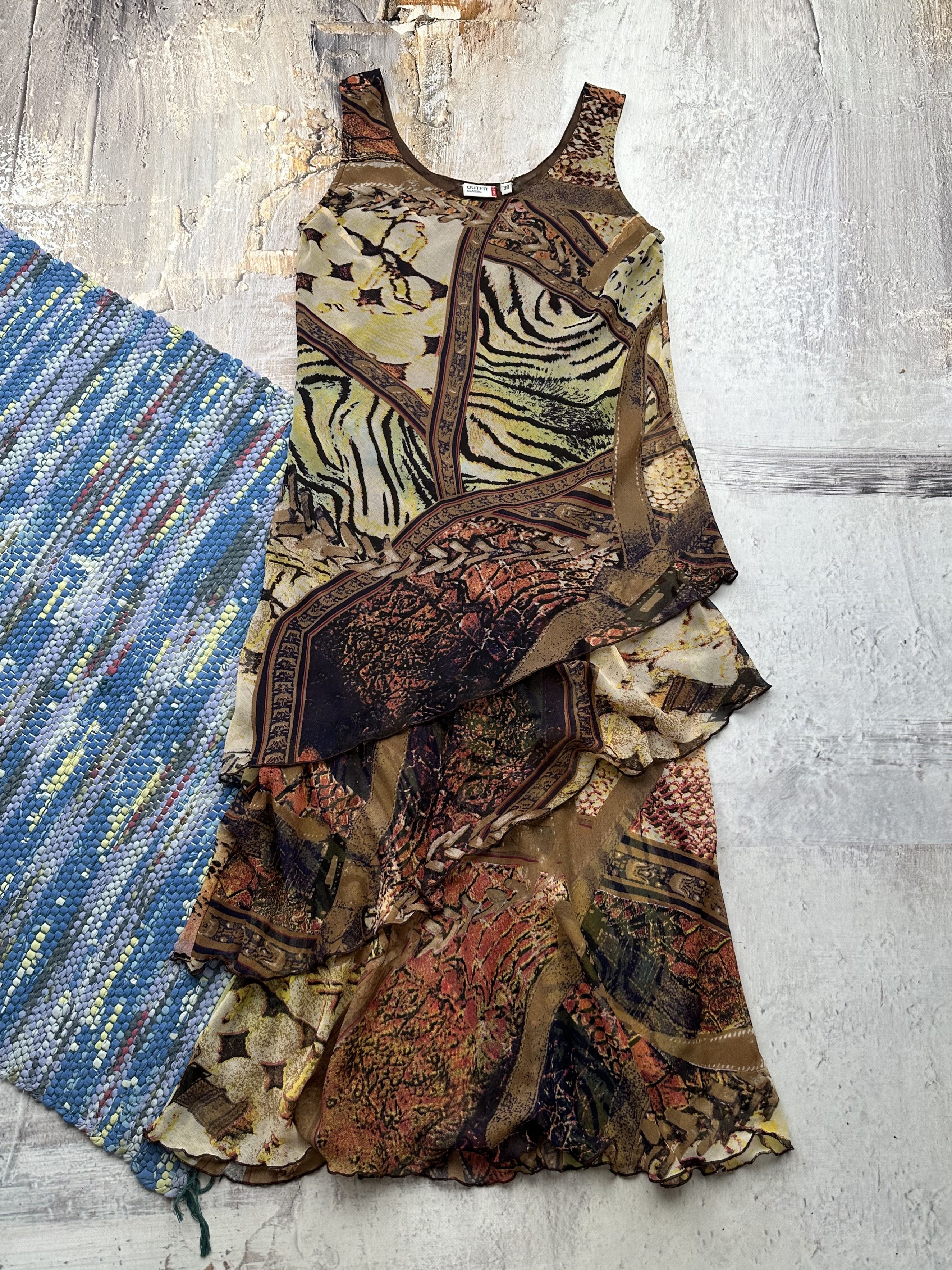 Japanese Brand Vintage Asymmetry Printed Dress A270(60) Size XS / US 0-2 / IT 36-38 - 1 Thumbnail
