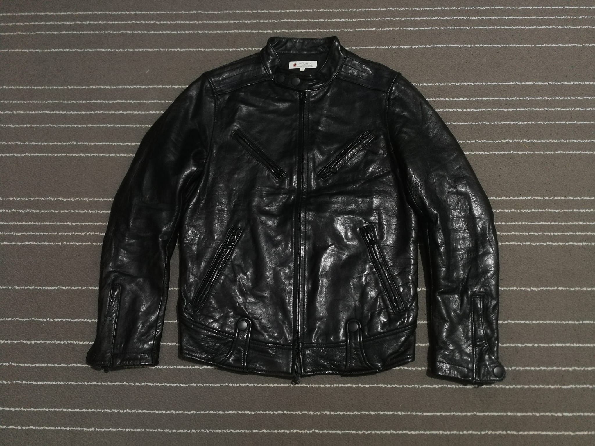 image of Duffer Of St George The Duffer Of St. George Bike Leather Jacket M in Black, Men's (Size Medium)