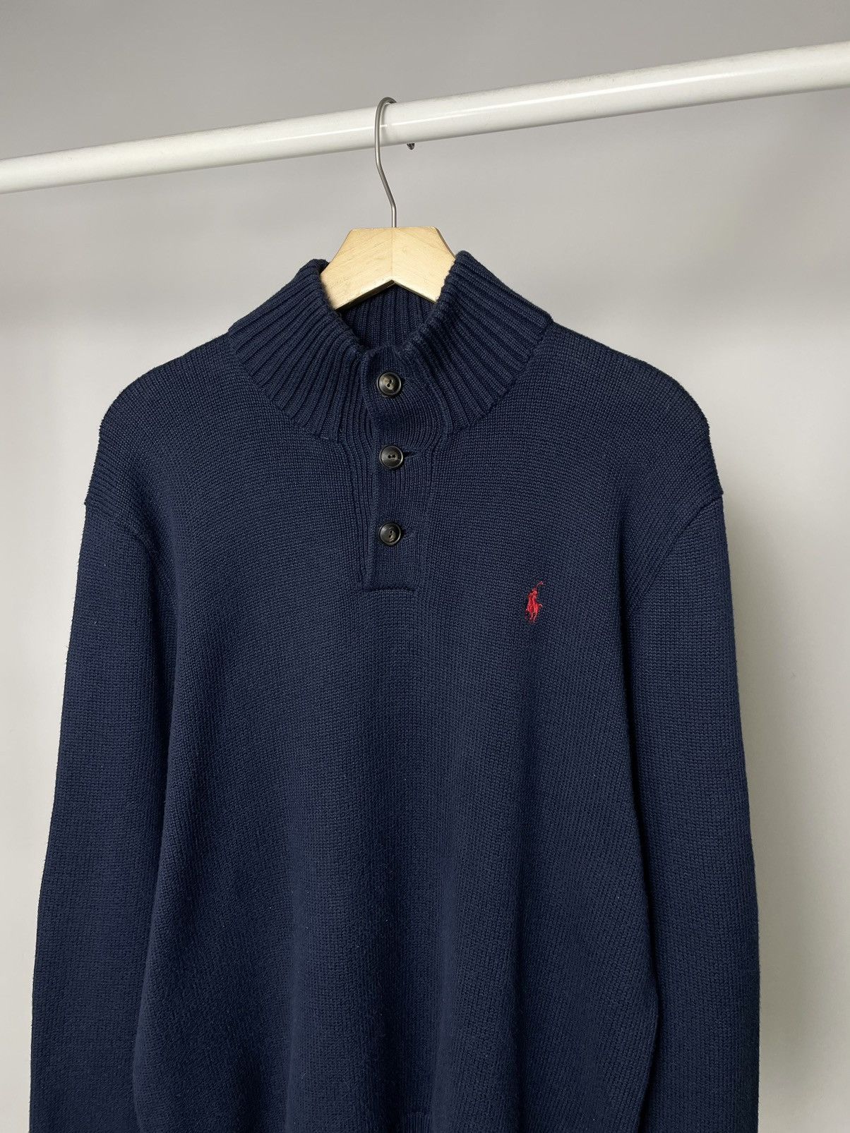 Polo Ralph Lauren Polo by Ralph Lauren High Collar Button up Blue Sweater Knit Size US M / EU 48-50 / 2 - 3 Thumbnail