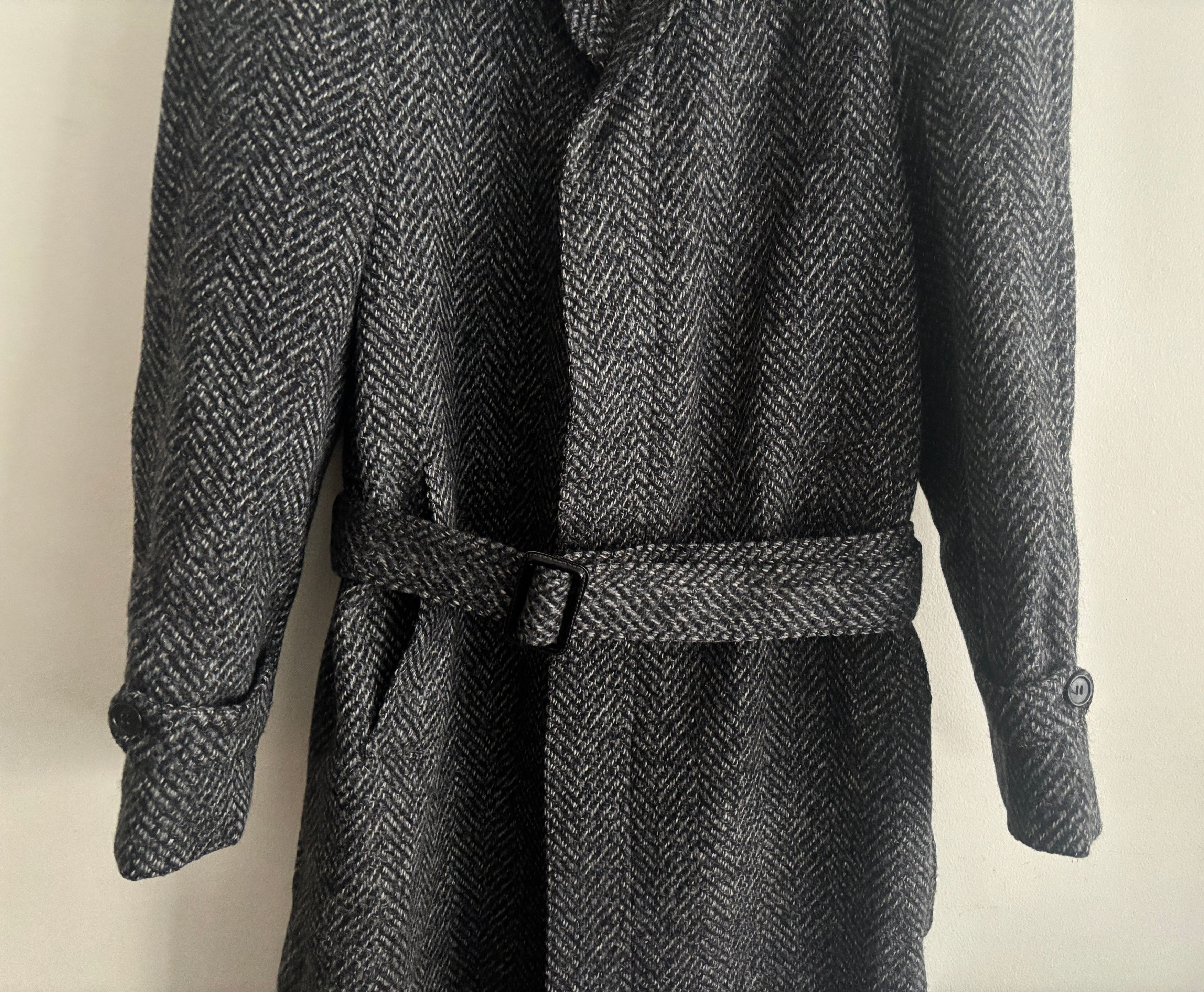 Vintage Haute Rive Paris Herringbone Belted Balmacaan Overcoat Size US M / EU 48-50 / 2 - 6 Thumbnail