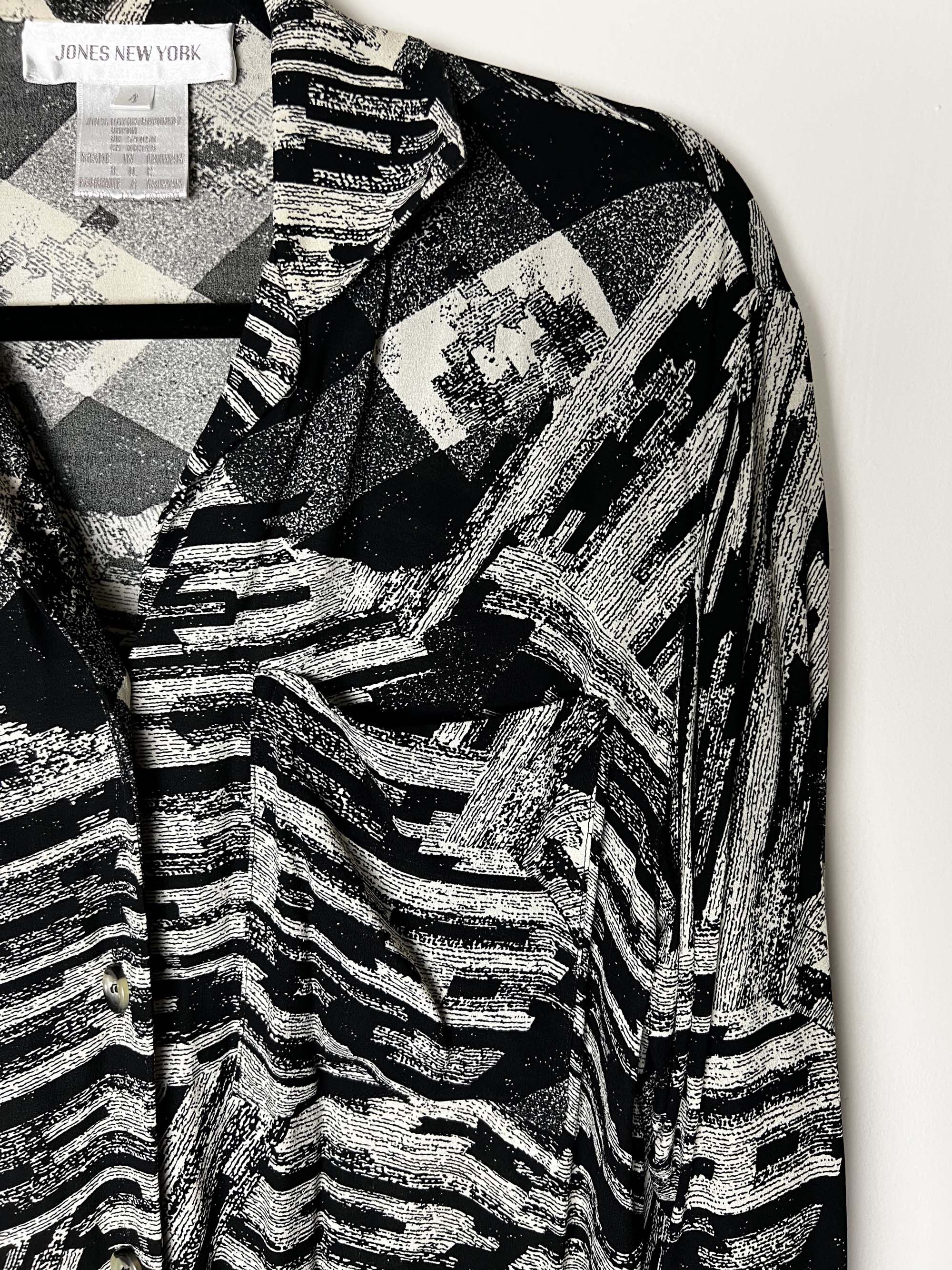 Jones New York Vintage 1990's Jones New York Geometric Button Up Blouse Size M / US 6-8 / IT 42-44 - 8 Thumbnail