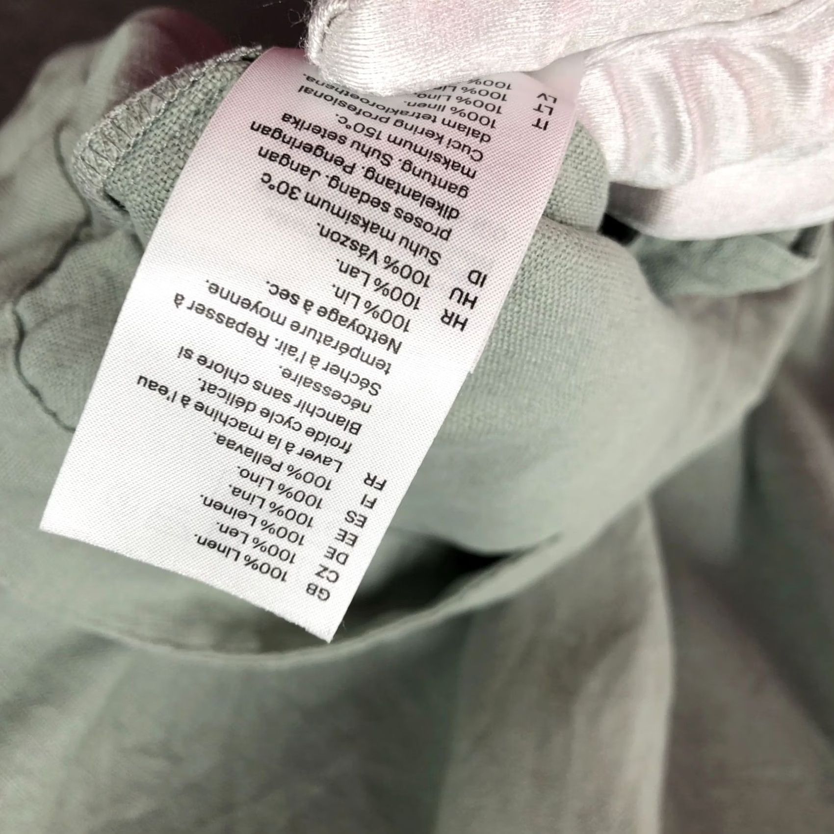 Cos COS Linen Shift Dress Womens M Sage Green Short Sleeve Collared Pockets V-Neck Pullover Casual Vintage: No Size 32" / US 10 / IT 46 - 6 Thumbnail