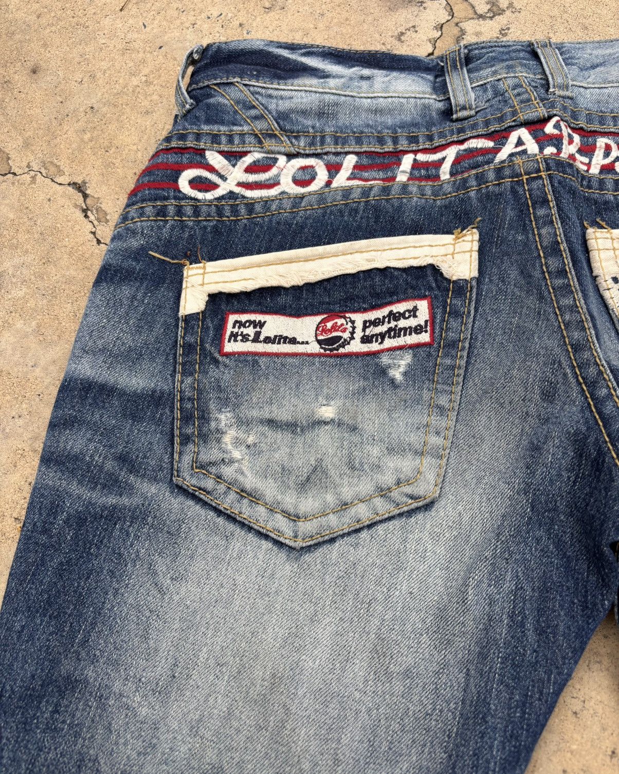 If Six Was Nine Thrashed Distressed LOLITA PEPSI Jeans ERD Grunge Size US 32 / EU 48 - 10 Thumbnail