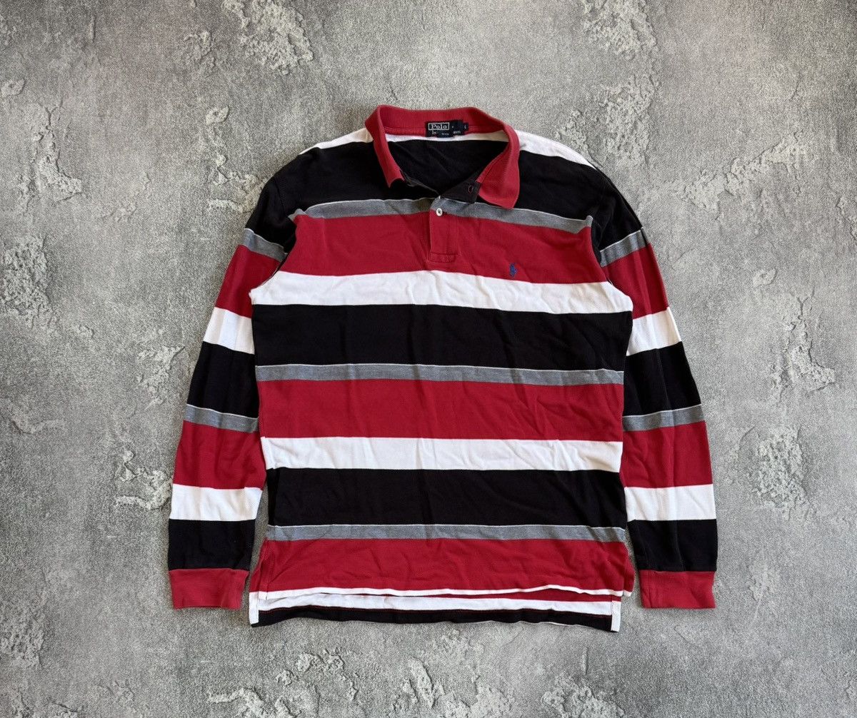 Polo Ralph Lauren × Vintage Polo Ralph Lauren L striped rugby polo long sleeve tee shirt Size US L / EU 52-54 / 3 - 5 Thumbnail