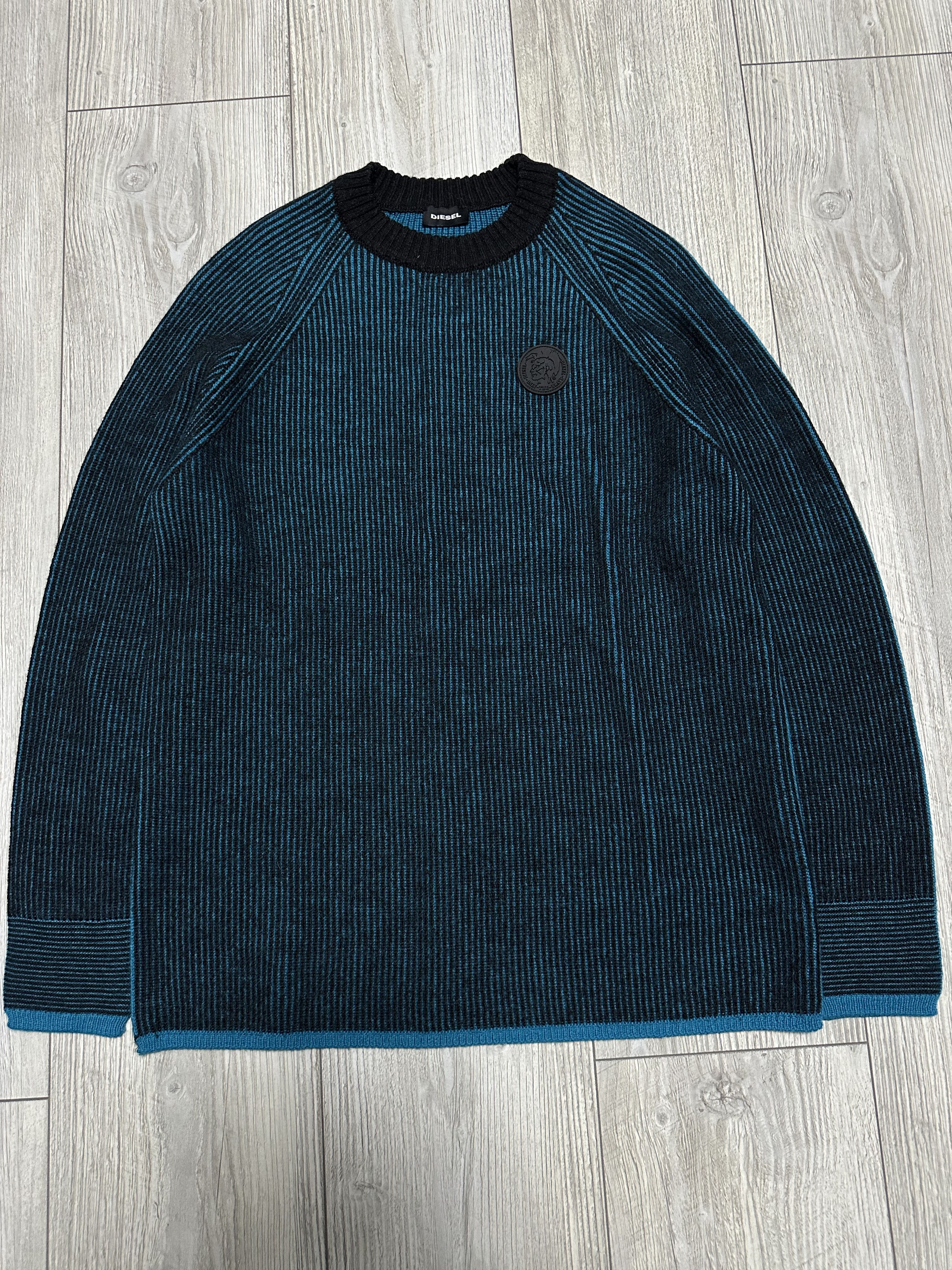 Diesel Diesel Blue Ribbed Sweater Jumper Tight Knit Wool K-Blend Size US S / EU 44-46 / 1 - 1 Thumbnail
