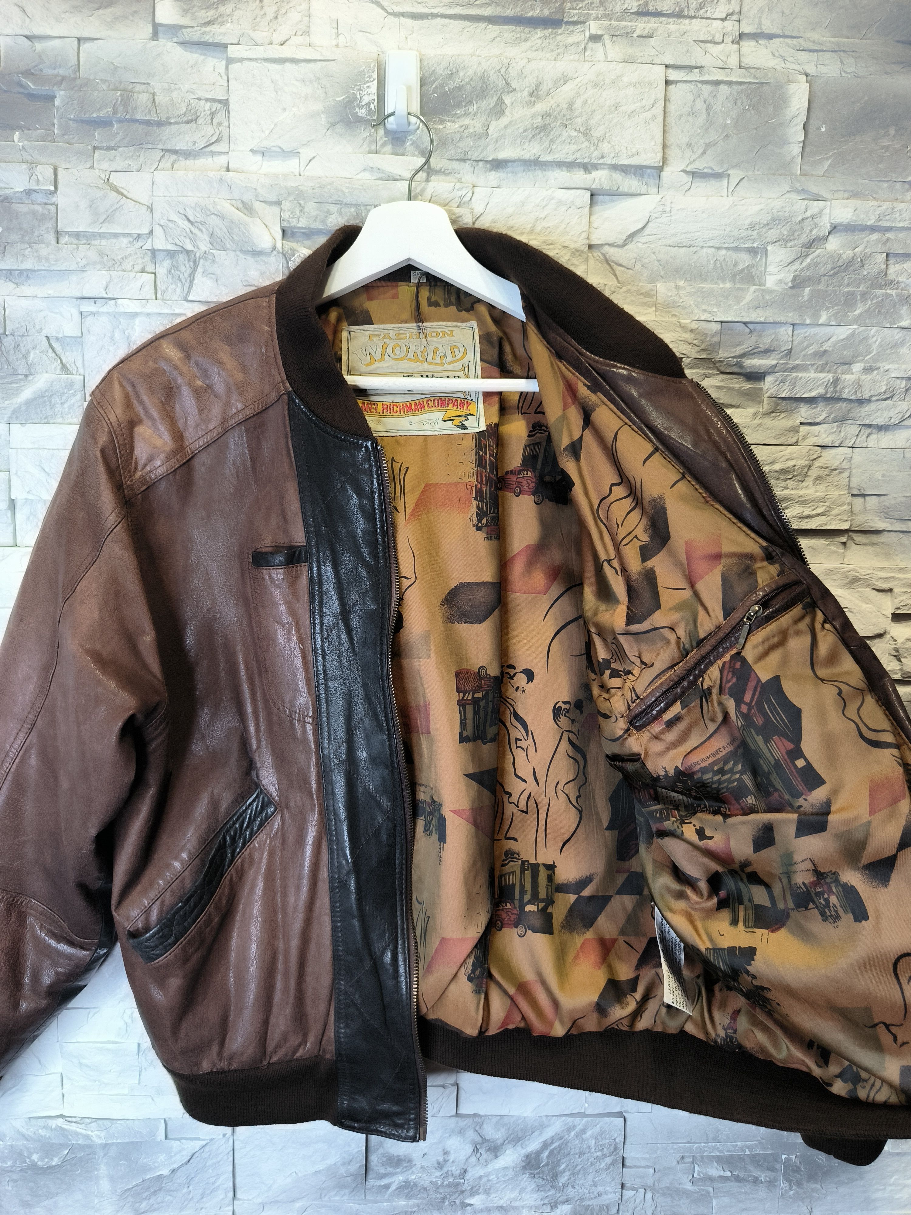 Other Vintage Leather Bomber Jacket Brown Mel Richman Size US S / EU 44-46 / 1 - 3 Thumbnail
