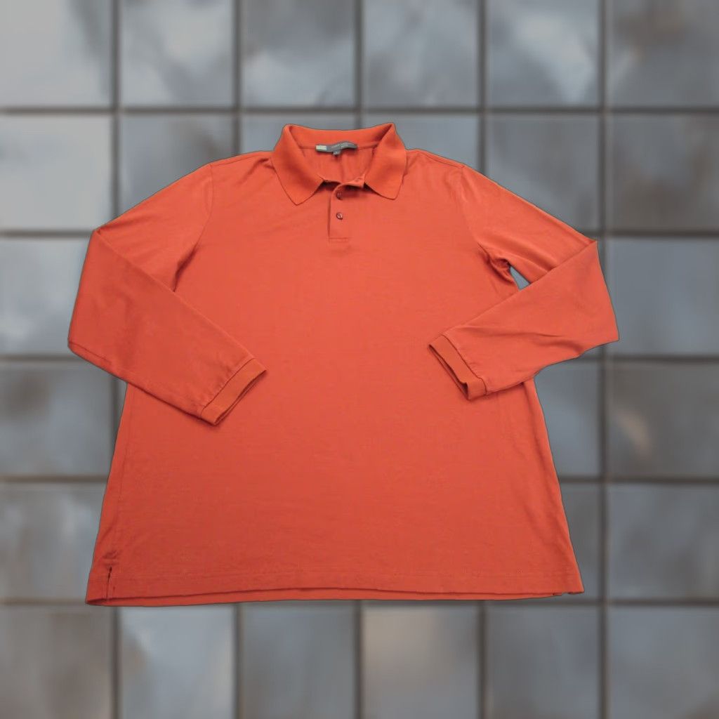Vintage Robert Barakett 100% Pima Cotton Mens Large Orange Polo Shirt Long Sleeve Casual Size US L / EU 52-54 / 3 - 1 Thumbnail