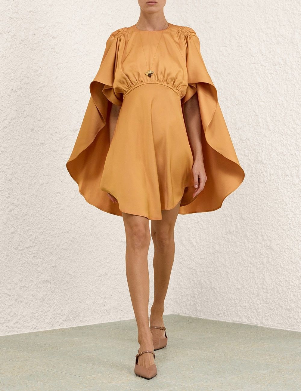 Zimmermann oc11z0925 Eden Cascading Mini Dress in Beige Size L / US 10 / IT 46 - 6 Thumbnail