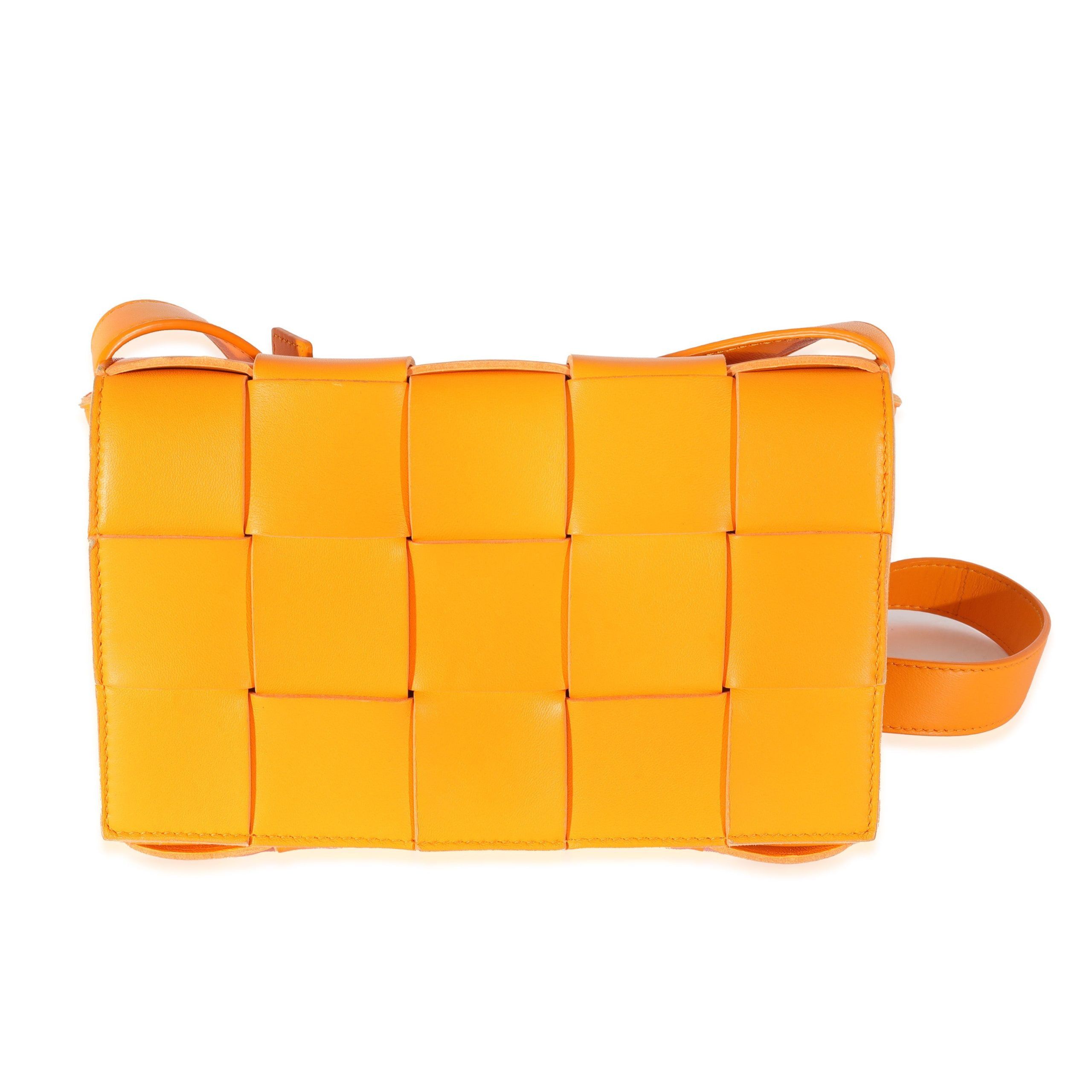 image of Bottega Veneta Orange Leather Cassette, Women's