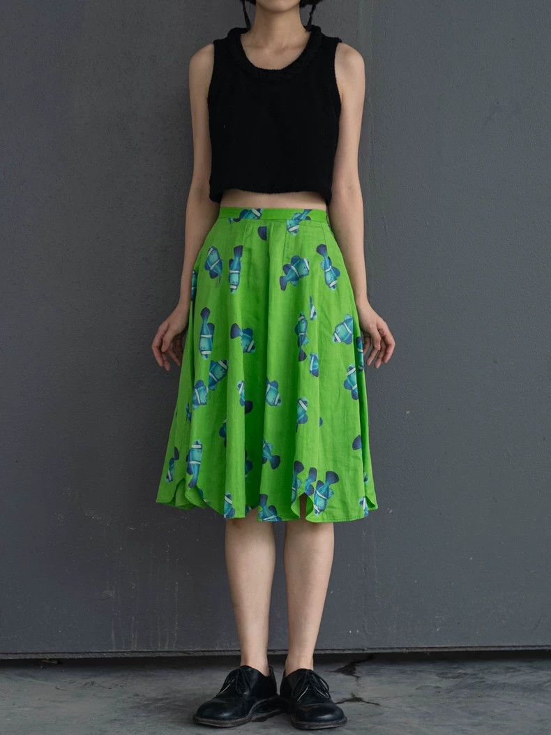 Kenzo KENZO Vintage green tropical fish half skirt Size 25" / US 0 / IT 36 - 2 Thumbnail