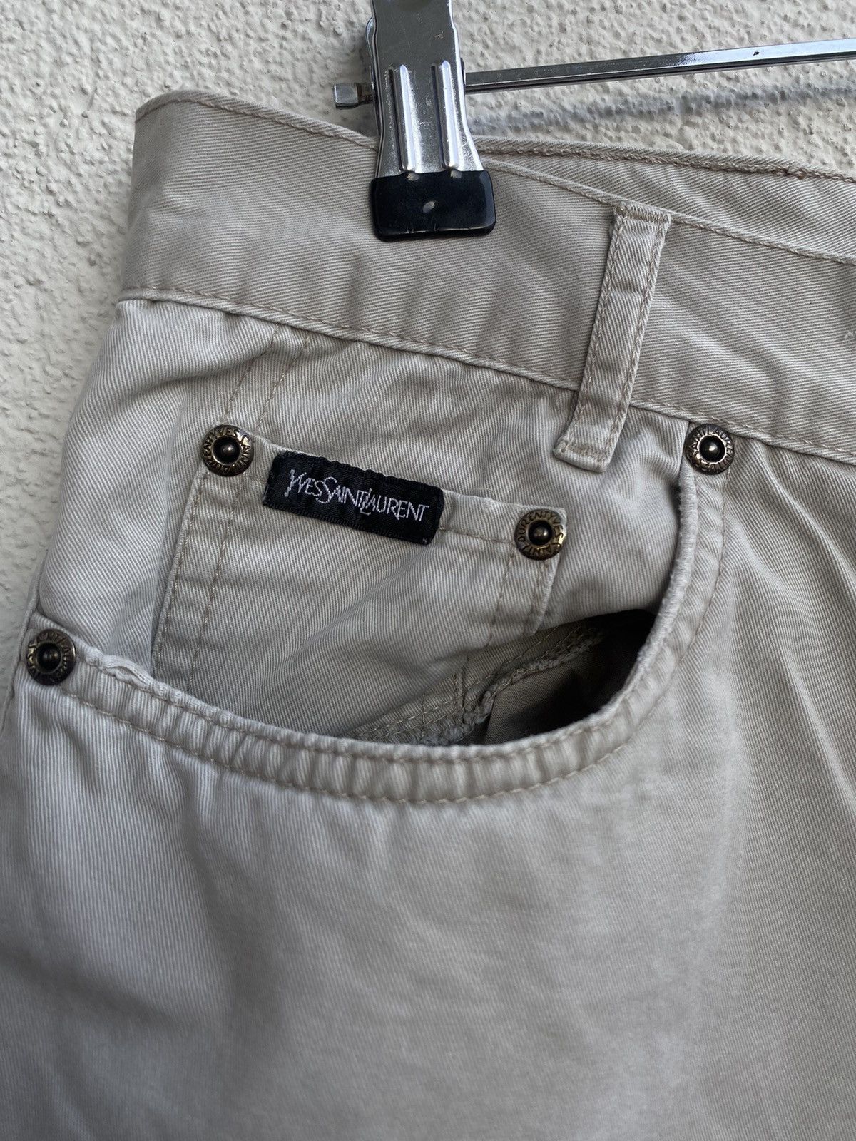 Yves Saint Laurent Beige YSL Shorts Jeans Cotton Denim Size US 31 - 3 Thumbnail
