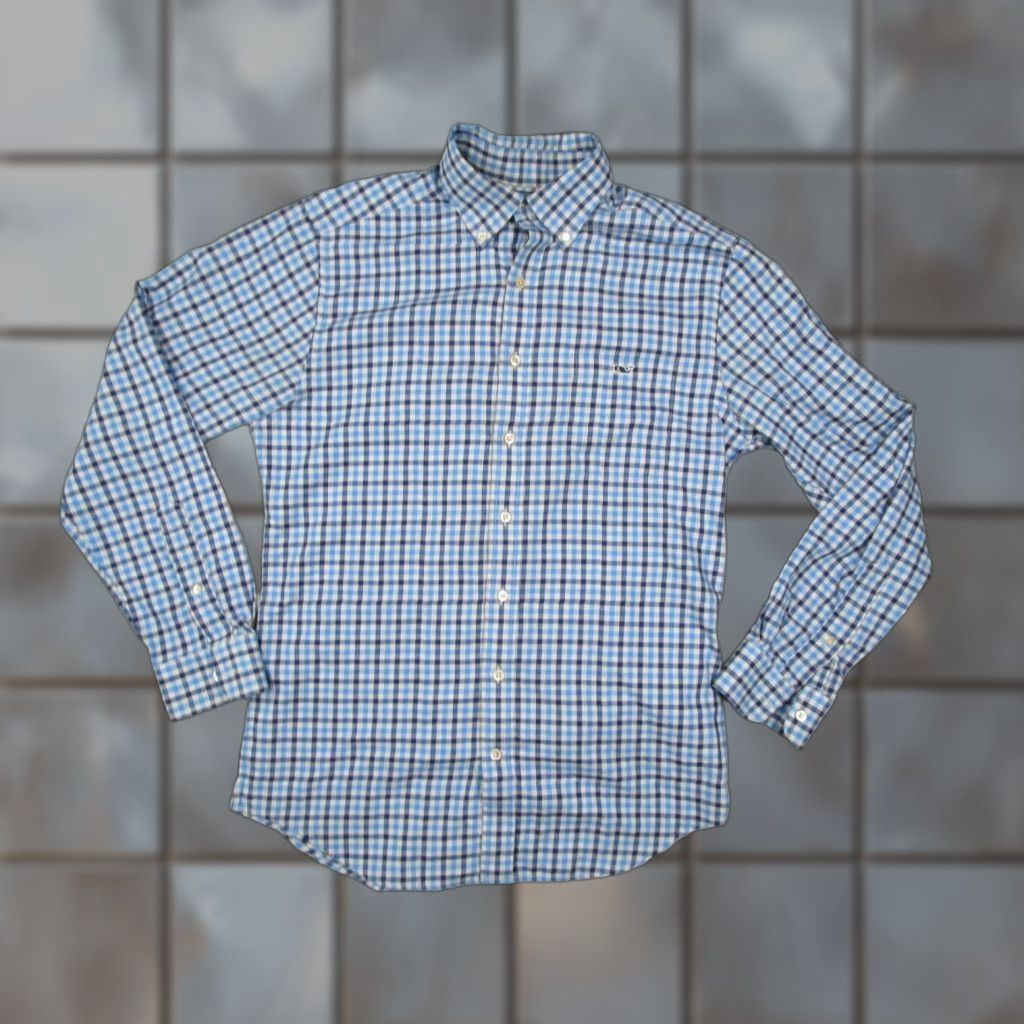 Vineyard Vines VINTAGE Vineyard Vines Men's Shirt Medium Blue Plaid Slim Fit Button Up Tucker Logo Casual Work Whale Size US M / EU 48-50 / 2 - 1 Thumbnail
