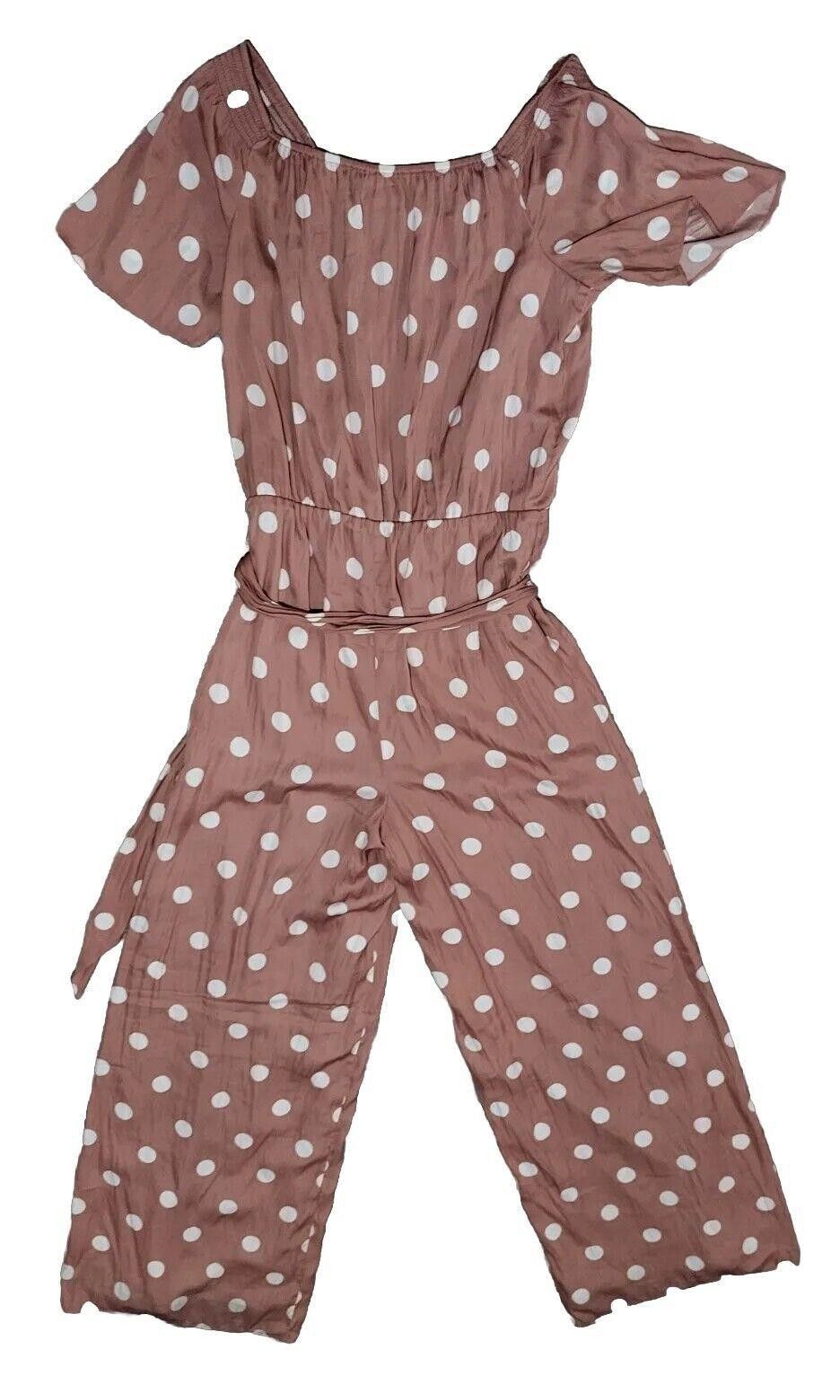 Designer Versona Jumper Medium Pink Polka Dot Pants Belt Romper Size 32" / US 10 / IT 46 - 3 Thumbnail