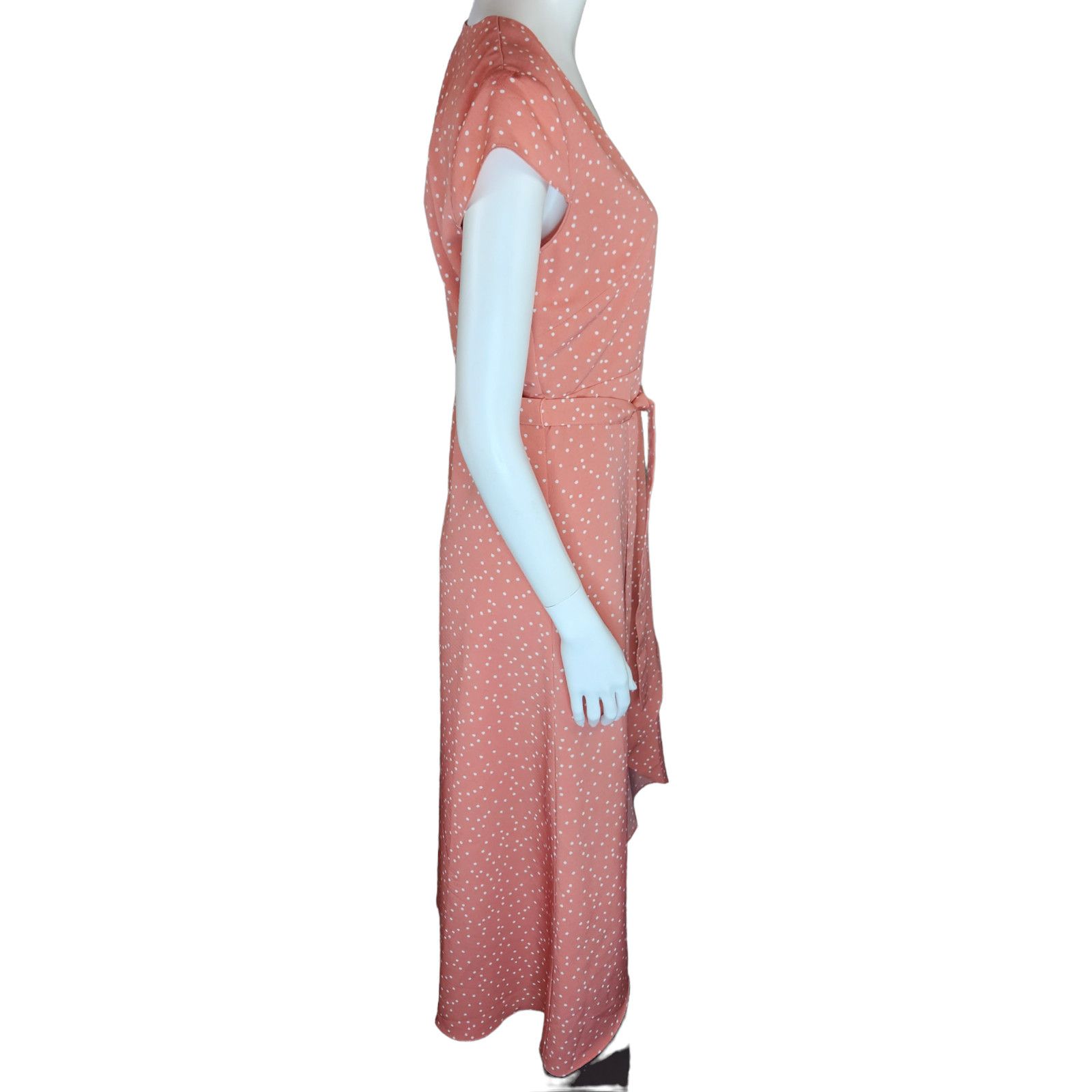 Madison Madison Womens Medium Peach Polka Dot Wrap Dress W/ Belt Size M / US 6-8 / IT 42-44 - 9 Thumbnail