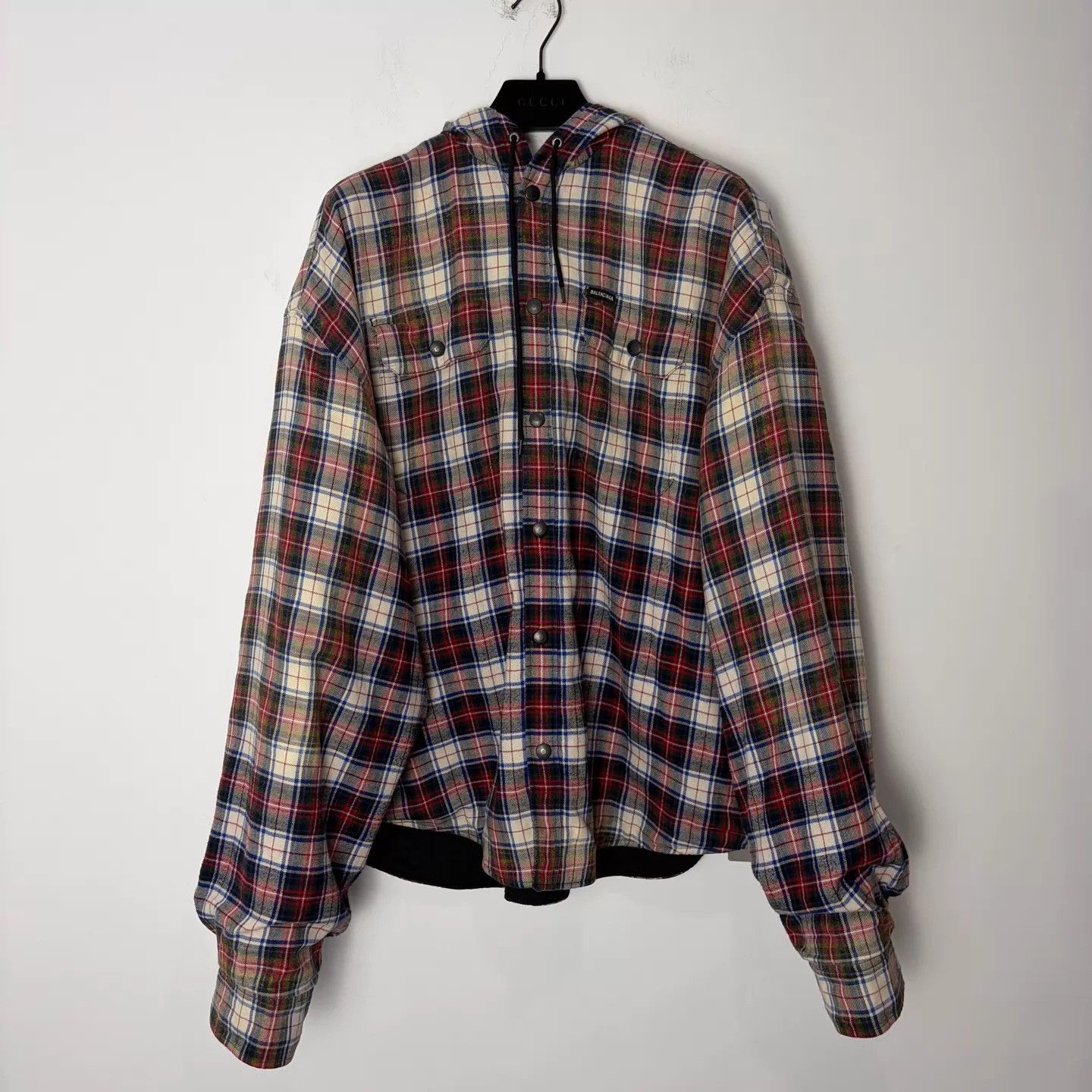 Balenciaga Balenciaga 23ss Padded Flannel Ombre Hoodie ASAP/TS XXS Size US XXS / EU 40 - 1 Thumbnail