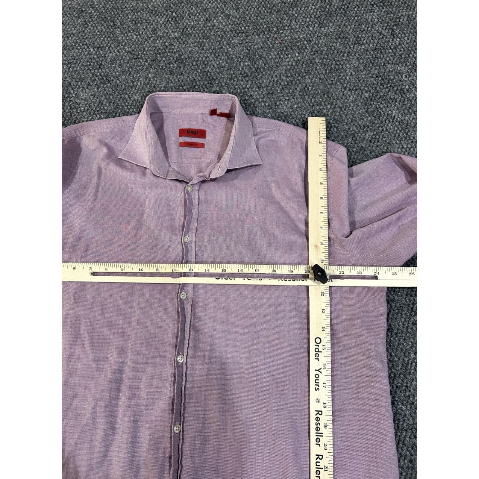 Hugo Boss HUGO BOSS Shirt Mens 17.5 34/35 Purple Modern Fit Long Sleeve Dress Button Down Shirt Size 48R - 4 Thumbnail