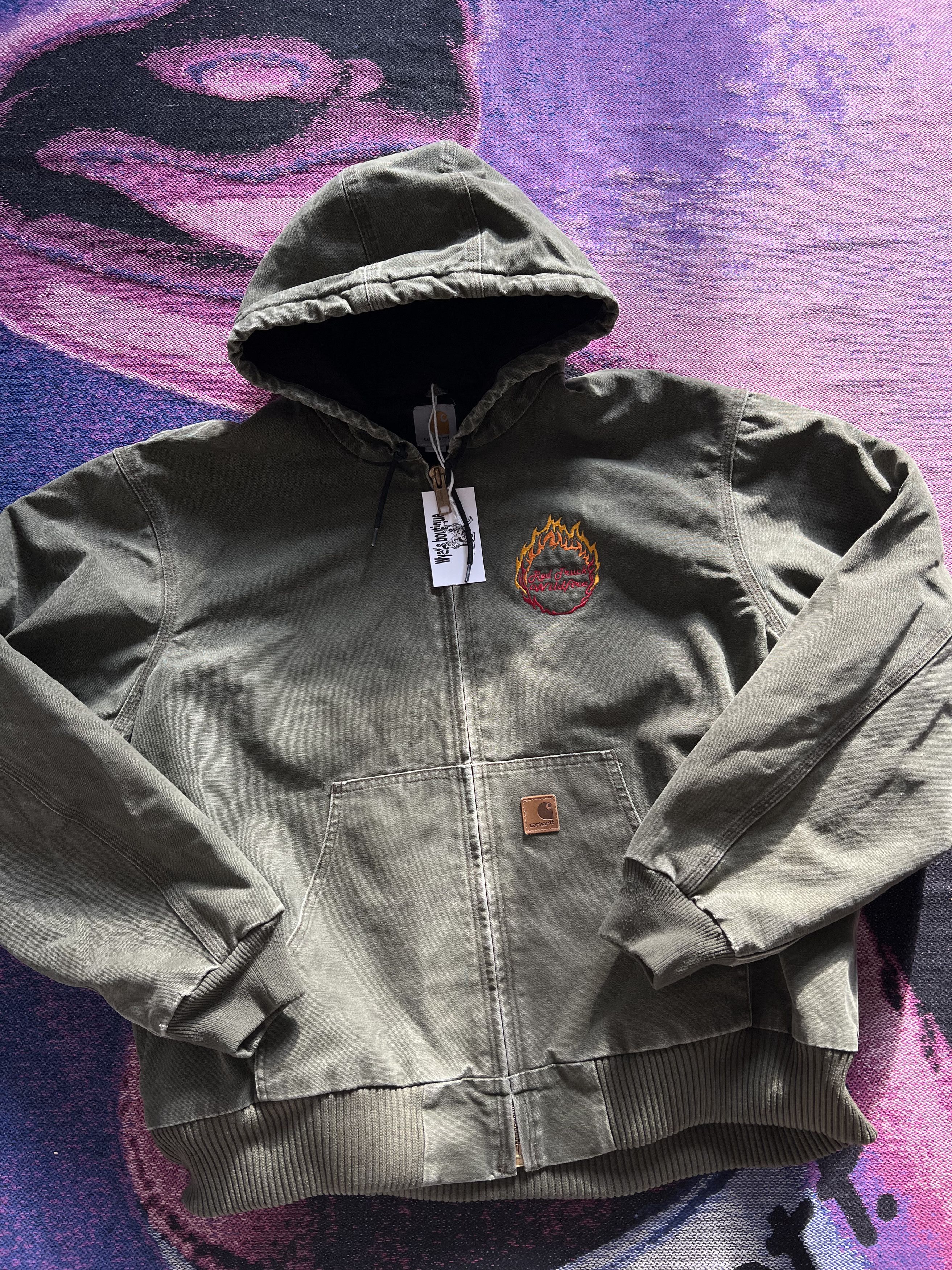 CARHARTT J130 Men's L Brown Washed Duck Quilted Lined ACTIVE