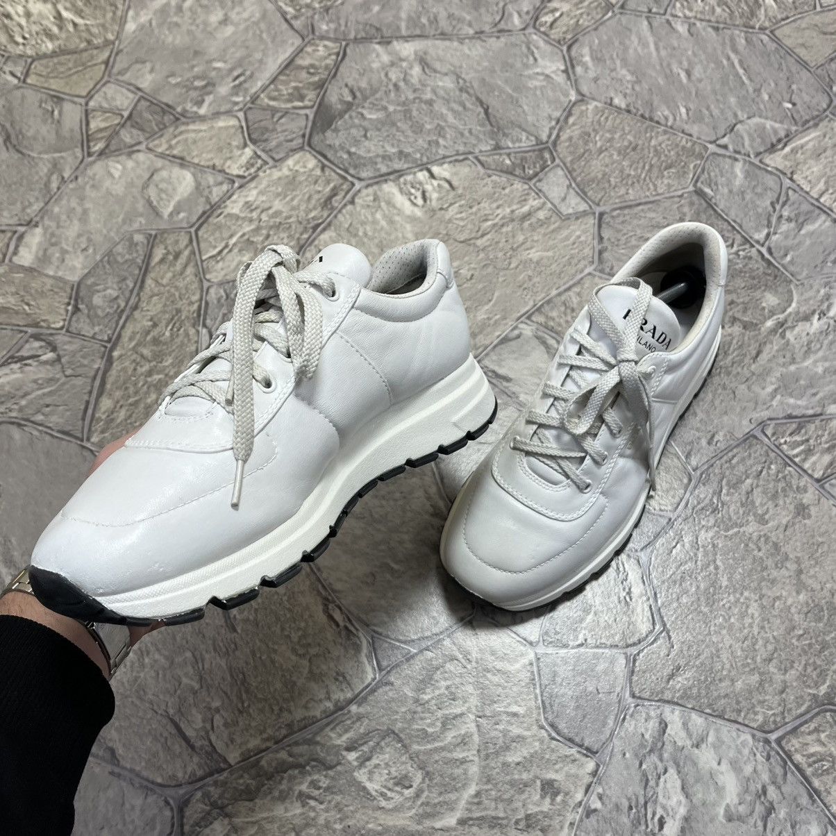 Prada Prada Milano White Leather Shoes Trainers Prax 01 Size 9.5 Size US 9.5 / EU 42-43 - 3 Thumbnail