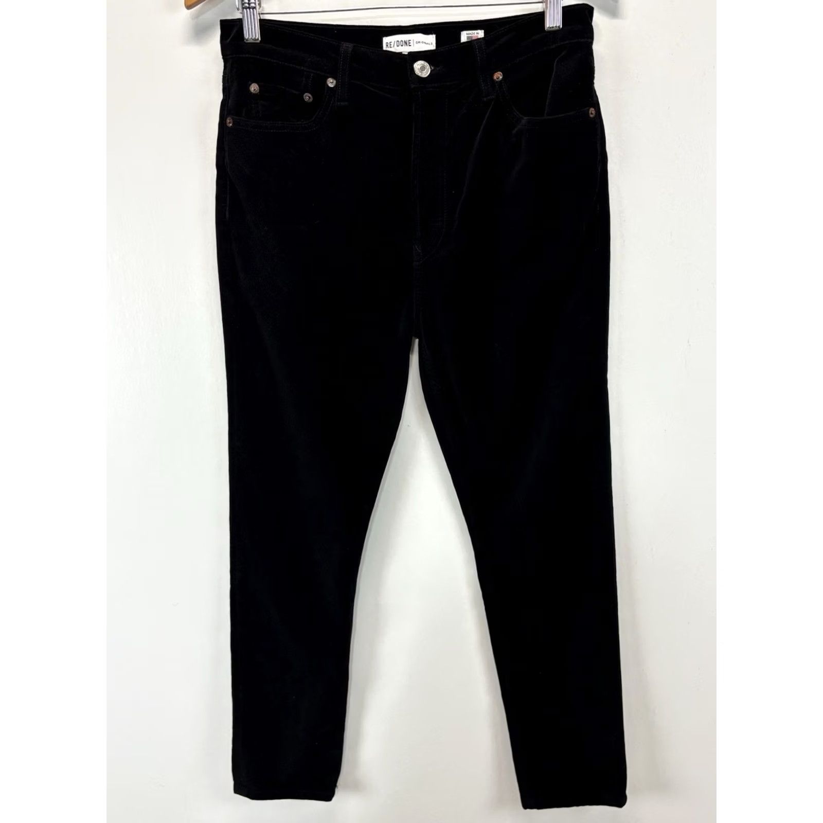 RE/DONE VINTAGE RE/DONE Velvet Pants Women’s 29x27 Black Button Fly 5 Pocket Made In USA Mens/ Womens Size 29" - 2 Thumbnail