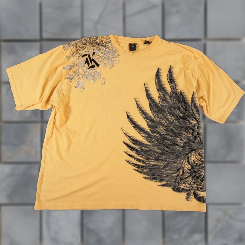 Kani Gold Men's T-Shirt Short Sleeve 3XL Yellow Cotton Logo All Seasons Casual