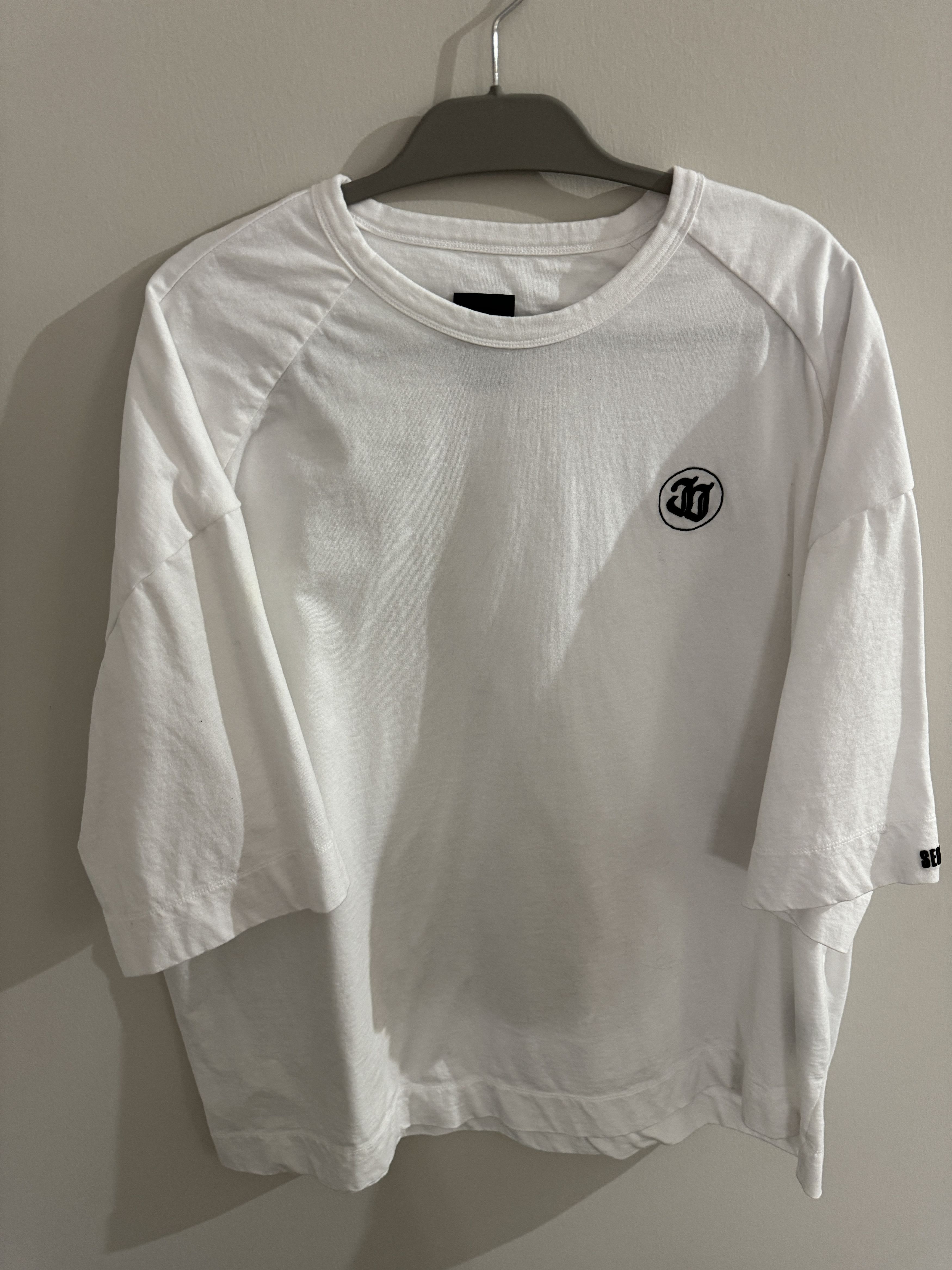 image of Juun J Embroidered Logo Oversized T-Shirt in White, Men's (Size Large)
