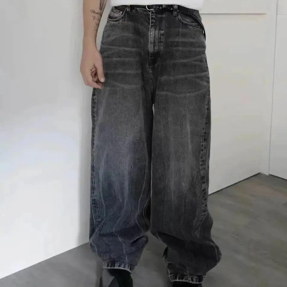Japanese Brand Black Washed Damage Baggy jeans y2k 90’s retro style Size US 32 / EU 48 - 1 Thumbnail