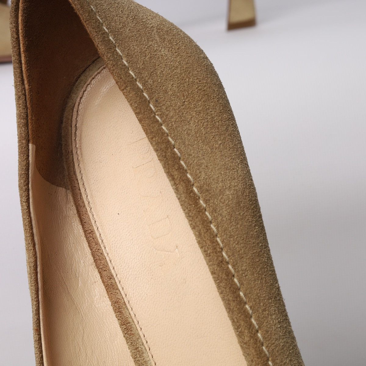 Prada Prada Beige Suede Peep-toe Pumps gold-tone Buckle Block Heel Size US 6.5 / IT 36.5 - 14 Thumbnail