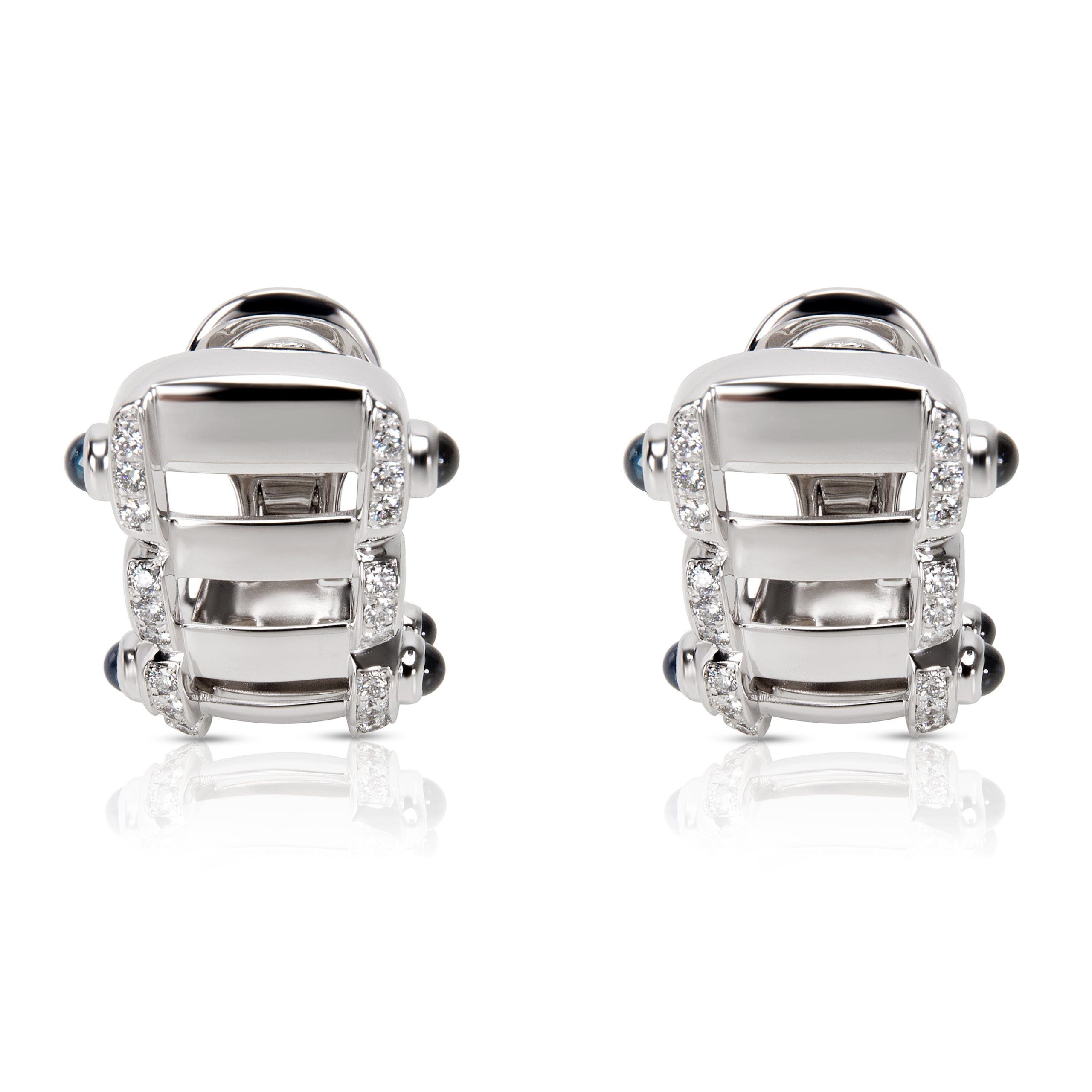 image of Patek Philippe Diamond & Sapphire Earrings In 18K White Gold, Women's