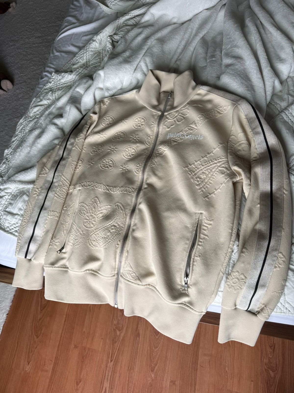Palm Angels Palm angels Beige Bandana embroidered track jacket Size US L / EU 52-54 / 3 - 1 Thumbnail