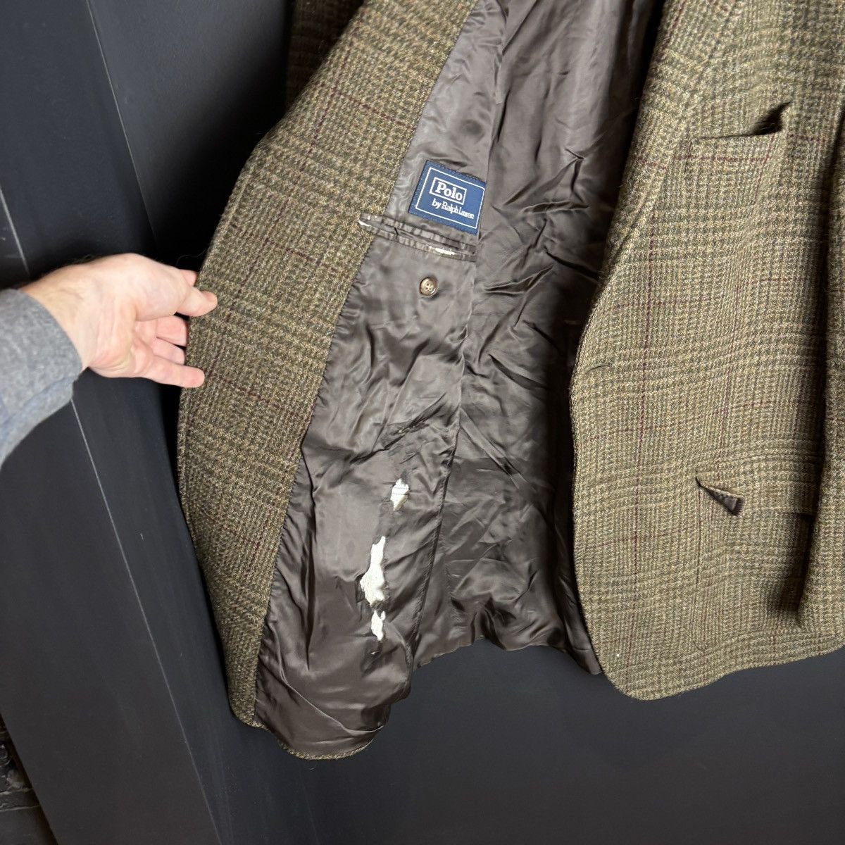 Harris Tweed × Polo Ralph Lauren × Vintage Vintage Polo Ralph Lauren Blazer Vintage Tweed Wool Plaid Size 44R - 3 Thumbnail