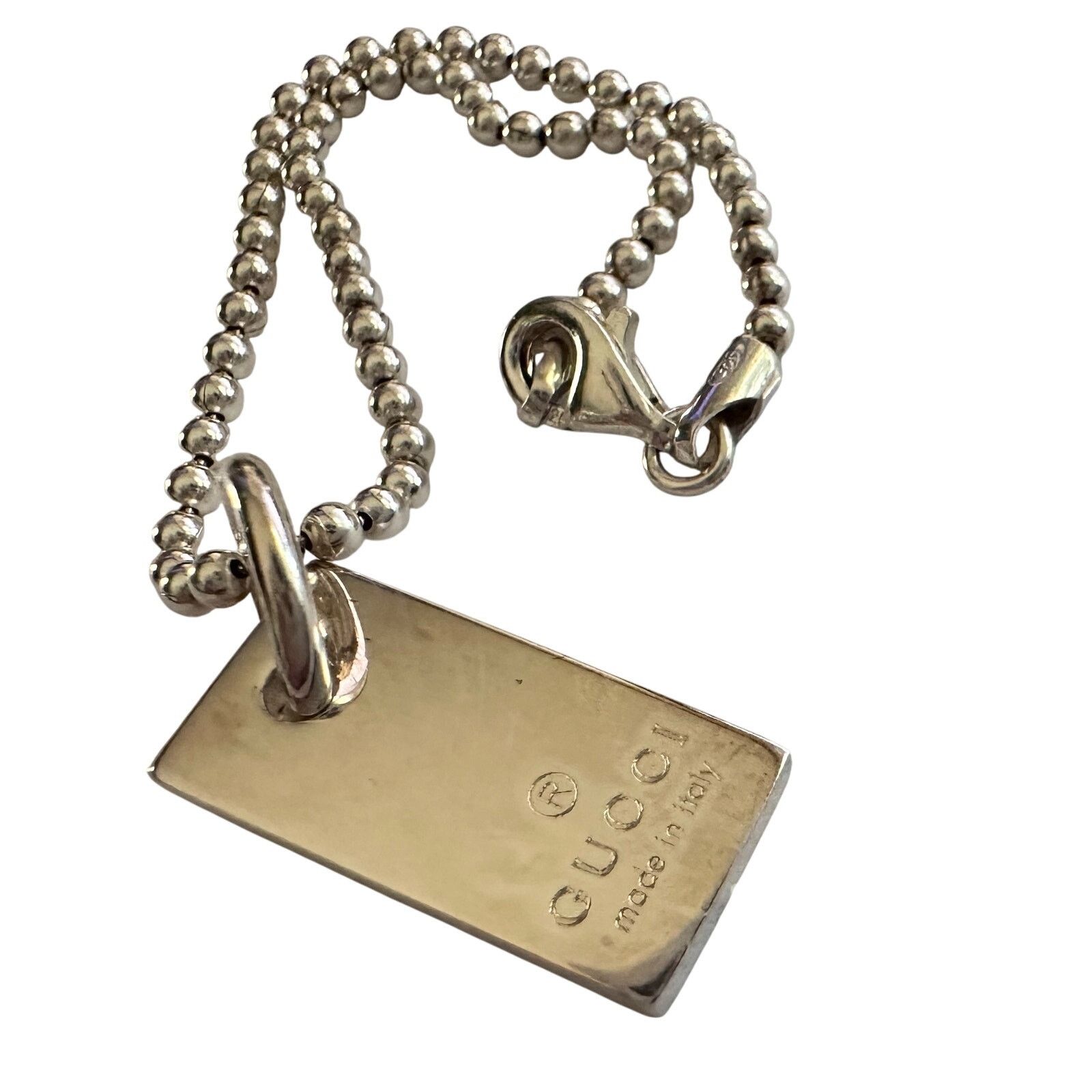 Gucci Gucci Silver Bar Logo Ball Chain Bracelet Size ONE SIZE - 3 Thumbnail