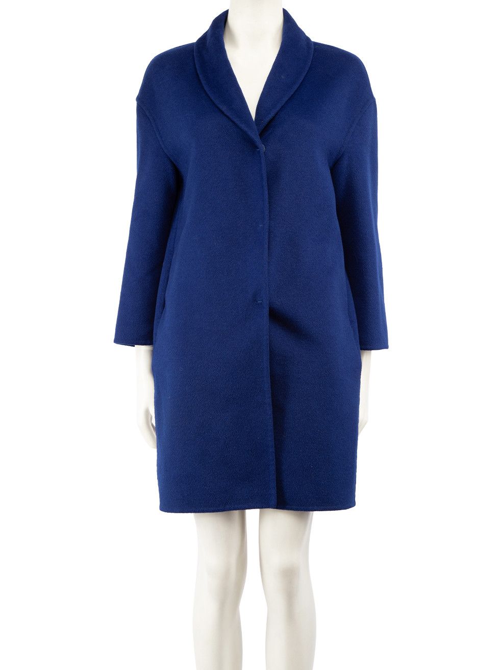 image of Prada Royal Blue Wool Mid Length Coat, Women's (Size Small)