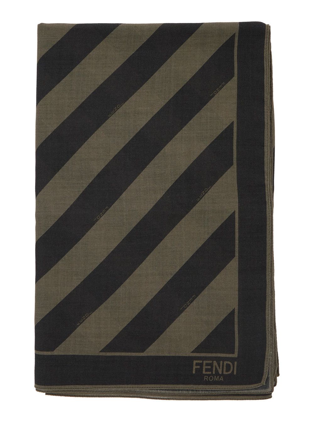 3.PARADIS Beige Square Stole with All-Over Striped Motif and Logo Lettering on the Hem in Cotton and Silk Blend Man Size ONE SIZE - 1 Thumbnail