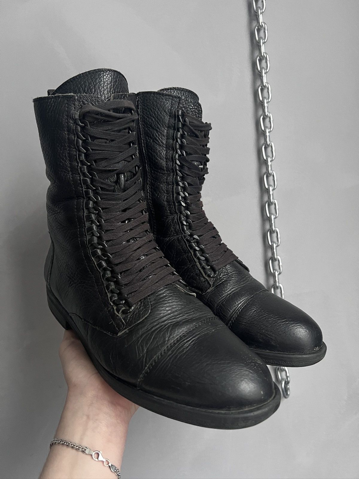 Dirk Bikkembergs Avant garde boxing hype lace up leather boots guidi style Size US 8 / EU 41 - 1 Thumbnail