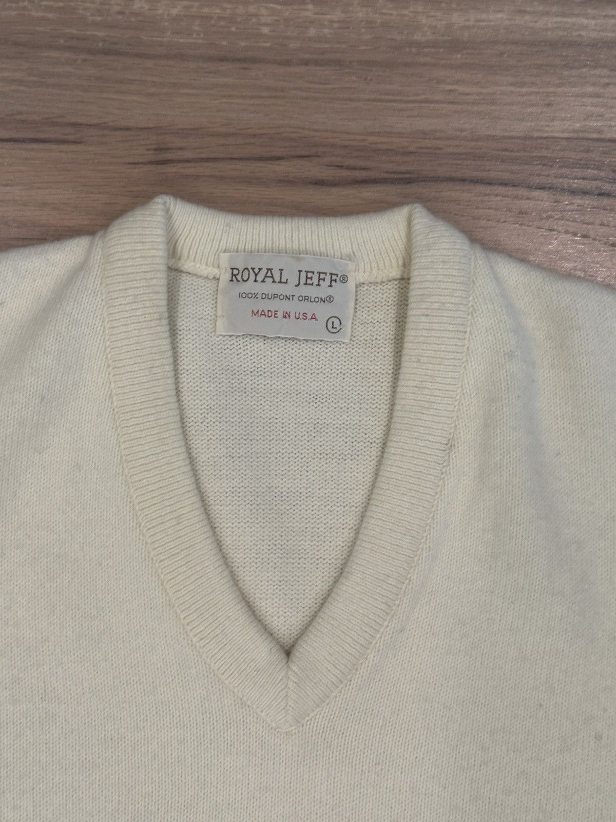 Vintage Vintage Royal Jeff 70s Cream Sweater Vest Size Large Size US L / EU 52-54 / 3 - 3 Thumbnail