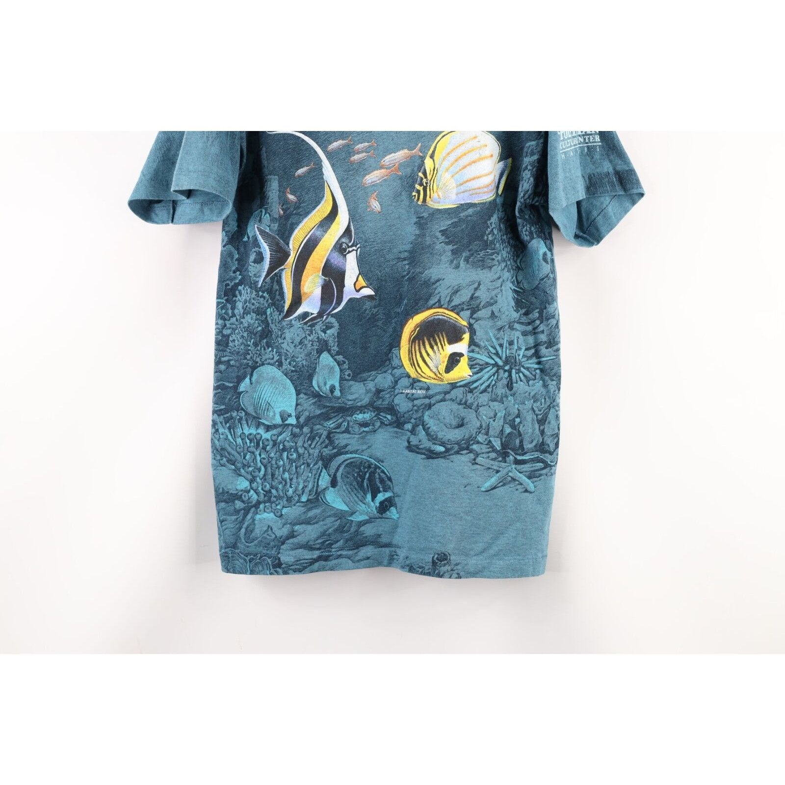 Vintage Vintage 90s Streetwear All Over Print Ocean Fish T-Shirt Size US S / EU 44-46 / 1 - 3 Thumbnail