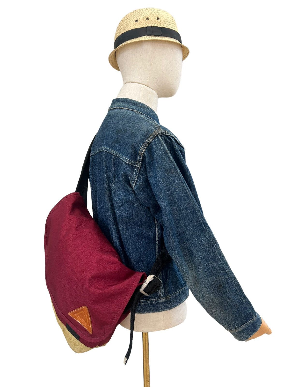 Anonym Japan Hand Made Nylon Leather Maroon Messenger Bag