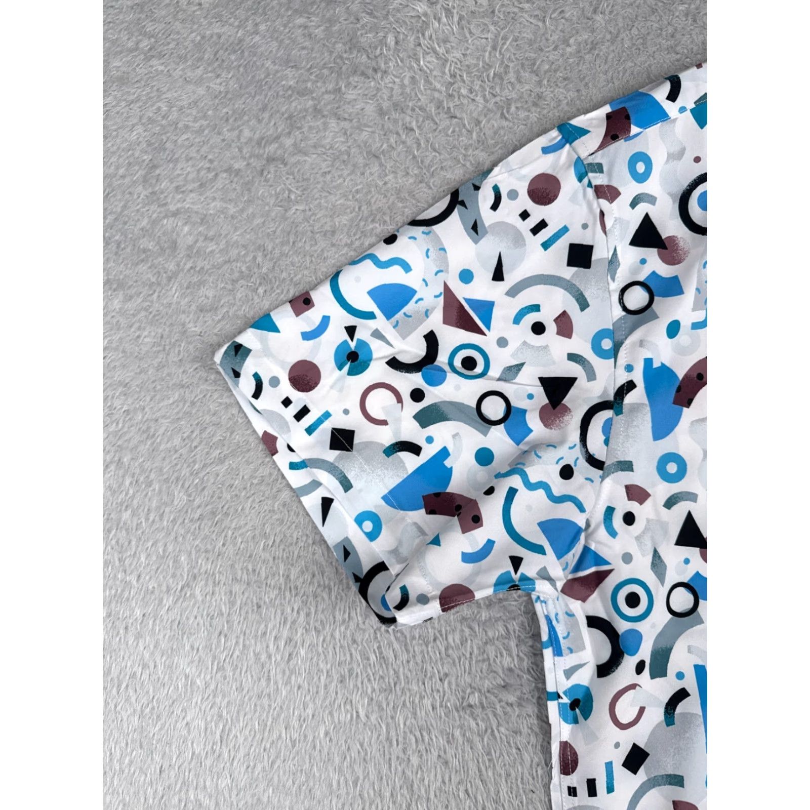 Vintage Dixxon Shirt Adult Large White Blue Party Shirt The New Wave Retro 90s Look Poly Shirt Button-Up Men Regular Short Sleeve Floral Hawaiian 90s Mens Size US L / EU 52-54 / 3 - 3 Thumbnail