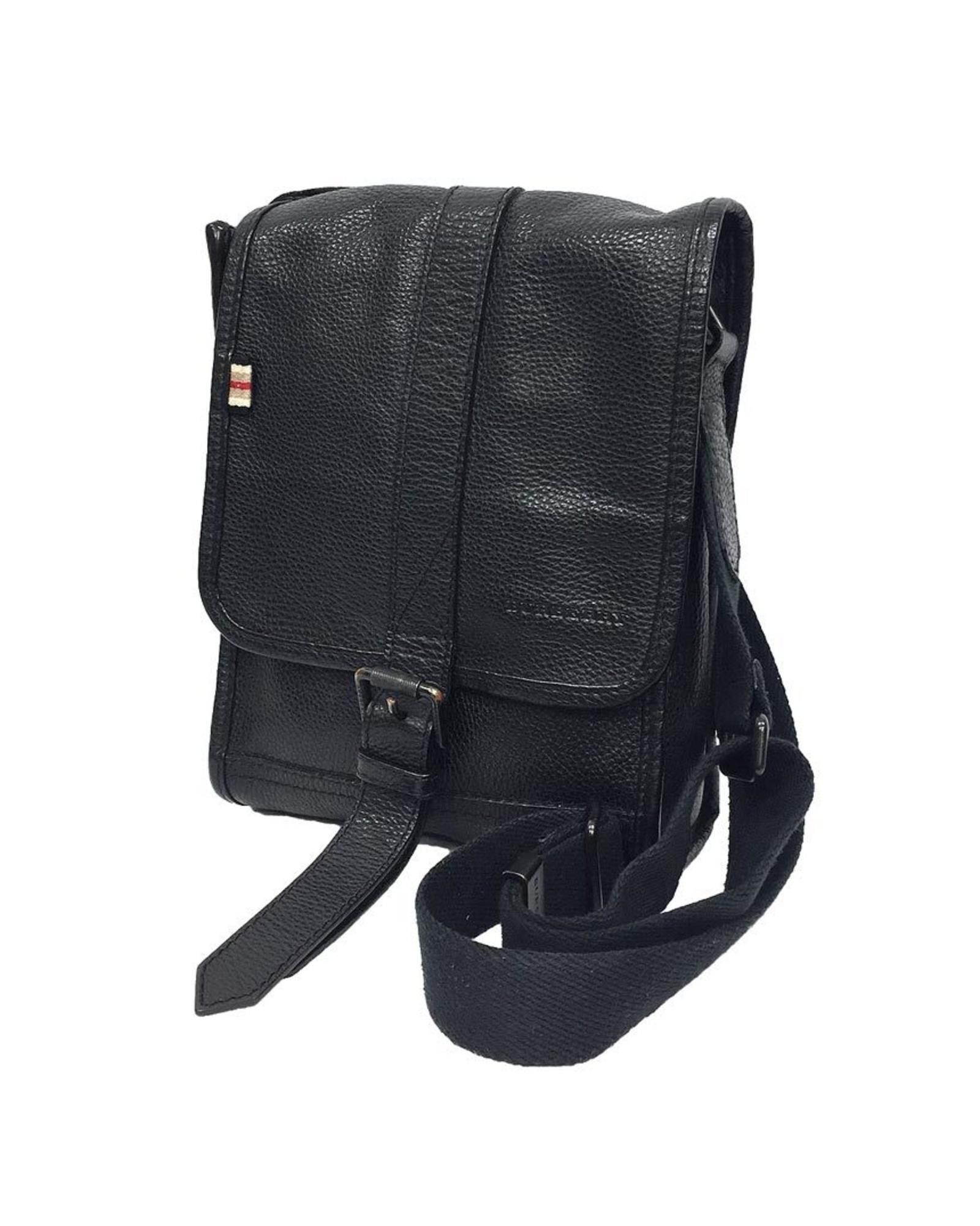 image of Versatile And Elegant Black Leather Burberry Bag, Men's