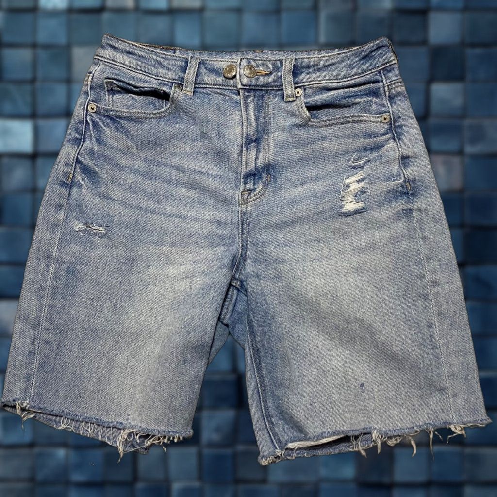 American Eagle Outfitters American Eagle Outfitters Womens Jeans Shorts Blue Denim High Rise Cut-Off 4 Distressed 5-Pocket Size 27" / US 4 / IT 40 - 1 Thumbnail