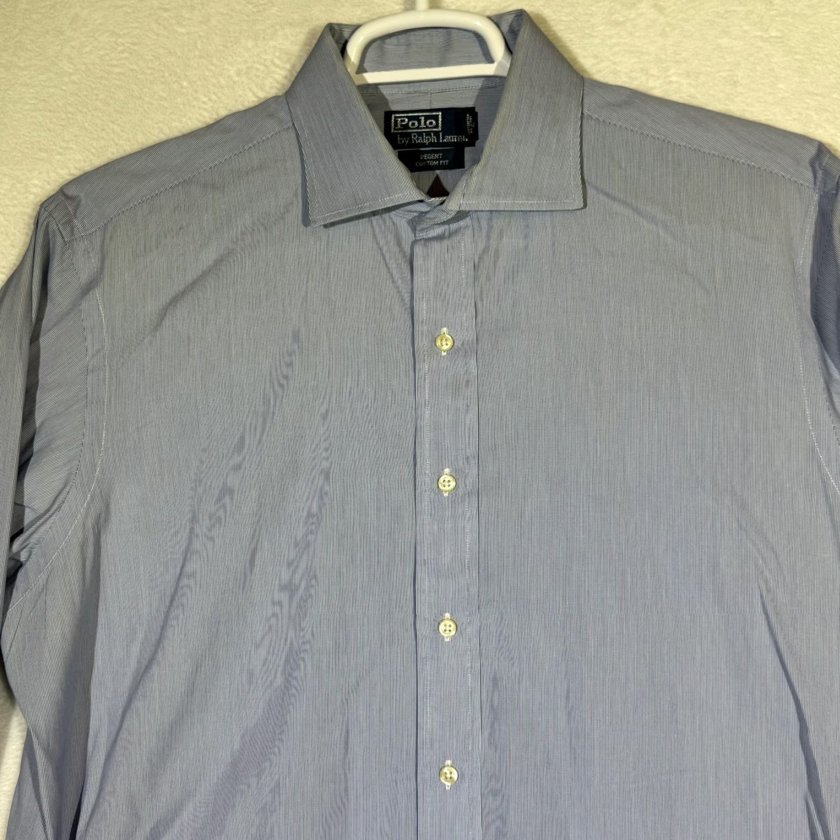 Polo Ralph Lauren VINTAGE Polo Ralph Lauren Shirt Mens 17 32/33 Blue Stripe Regent Custom Fit Button Down Size US XL / EU 56 / 4 - 5 Thumbnail