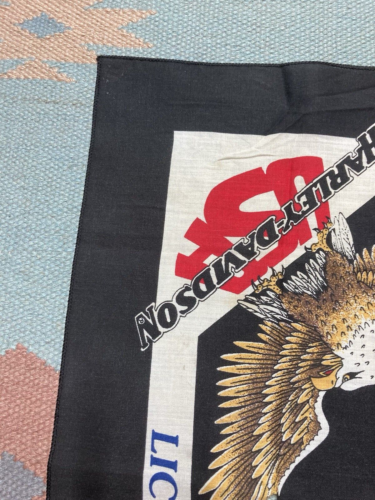 Vintage 80s Harley Davidson bandana licensed to ride eagle USA biker Size ONE SIZE - 4 Thumbnail