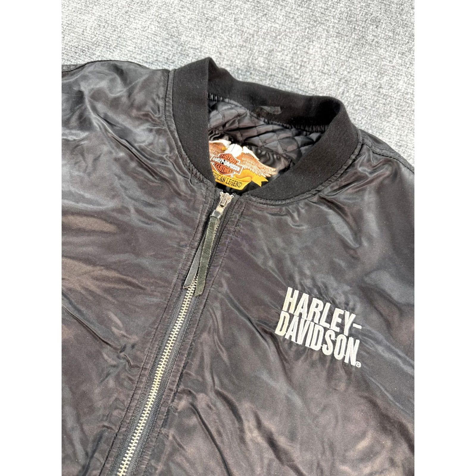 Harley Davidson Harley-Davidson Jacket Mens Large Black Bomber Quilted Lined Zip Pocket Flight Size US L / EU 52-54 / 3 - 5 Thumbnail