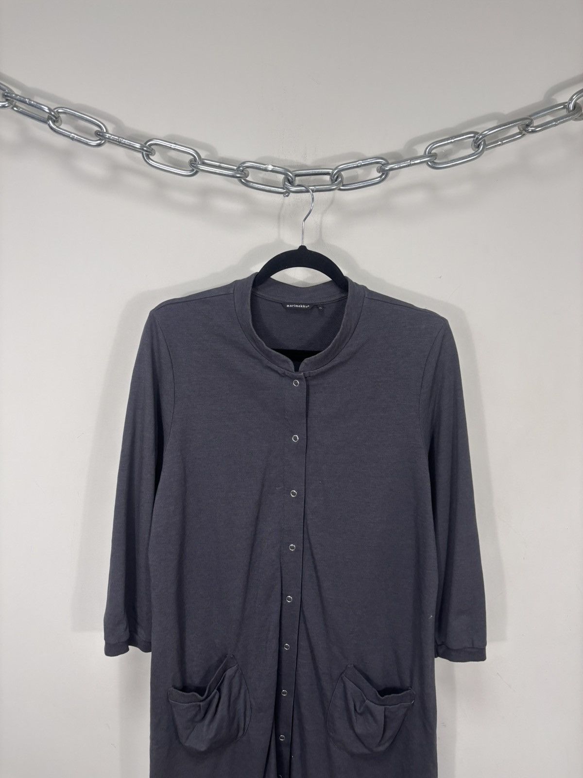 Marimekko Marimekko Women’s Grey Cotton Blend Long Cardigan Dress Size XL / US 12-14 / IT 48-50 - 2 Thumbnail