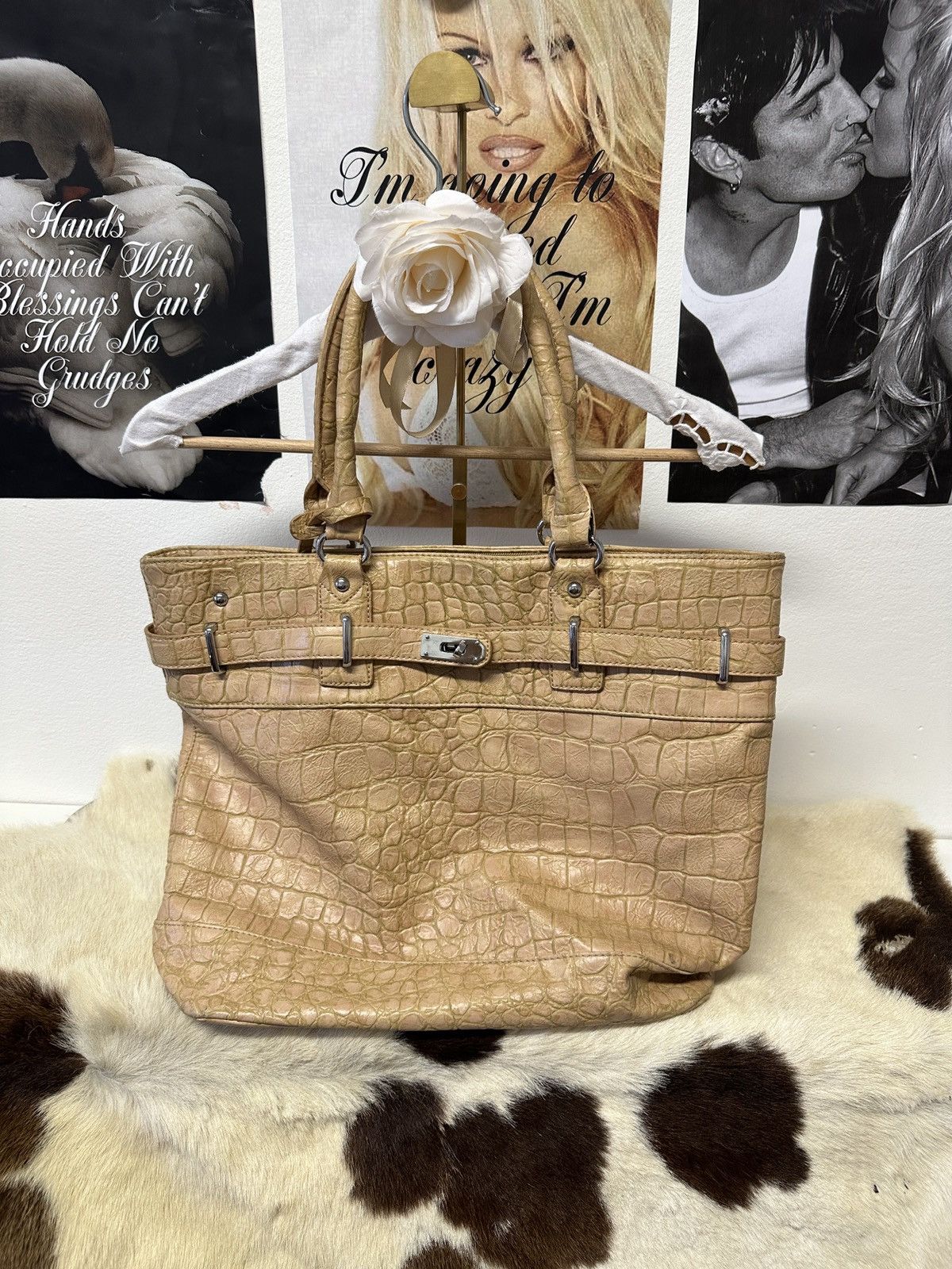 Vintage Vintage beige leather firkin shoulder tote bag Size ONE SIZE - 3 Thumbnail