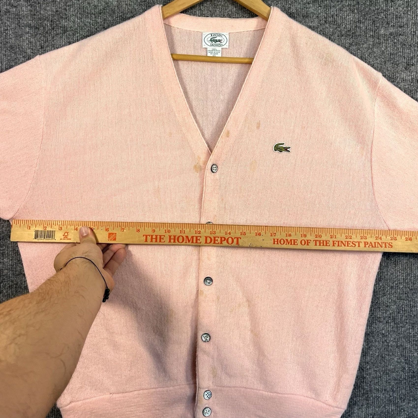Izod VINTAGE Izod Lacoste Cardigan Sweater Orlon Acrylic Pink Button Front Mens XL 80s Size US XL / EU 56 / 4 - 6 Thumbnail