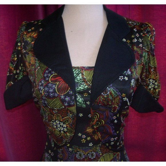 Other 1970' Vintage Full Length wJacket Beautiful Black floral Pr Size S / US 4 / IT 40 - 1 Thumbnail